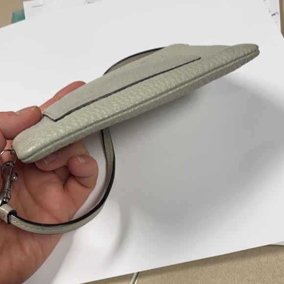 Coach Corner Zip Gray Pebbled Leather Wristlet - Picture 7 of 7